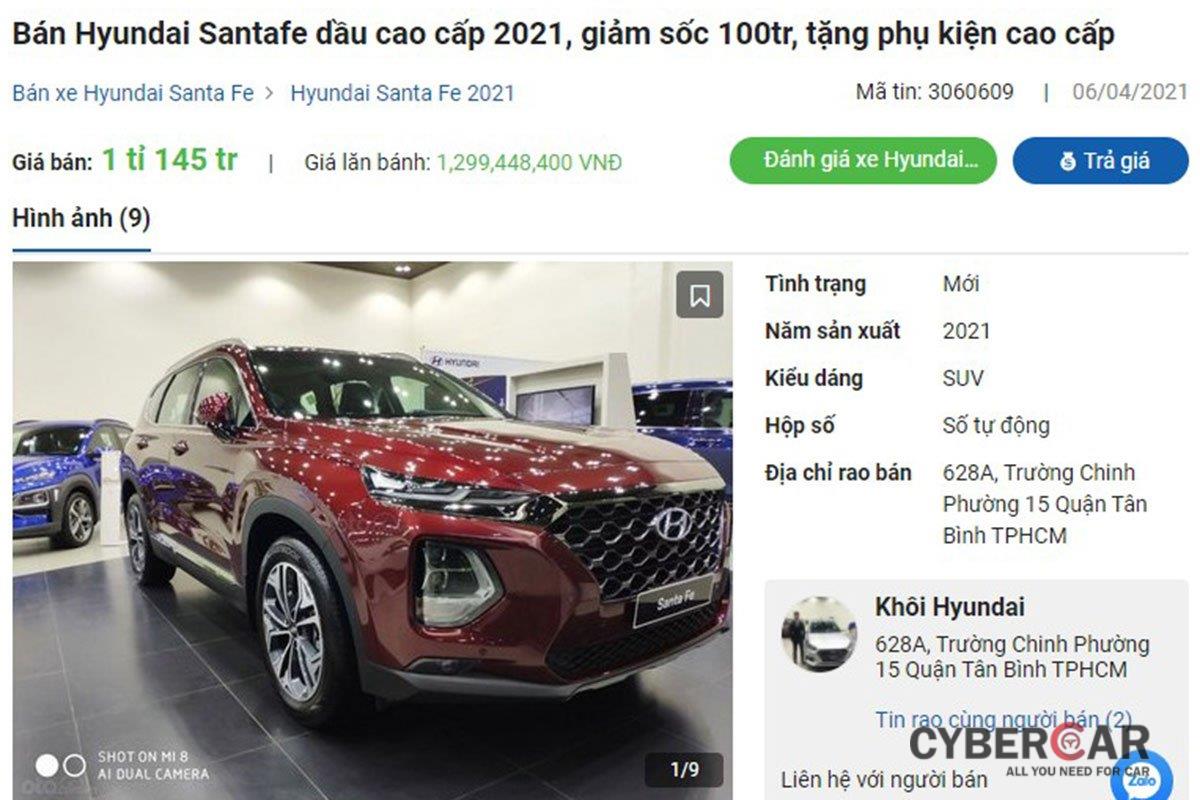 Hyundai Santa Fe giảm giá tại đại lý a1