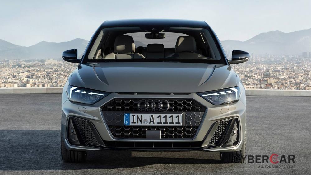 Thiết kế đầu xe của Audi A1 2019 với lưới tản nhiệt Singleframe quen thuộc