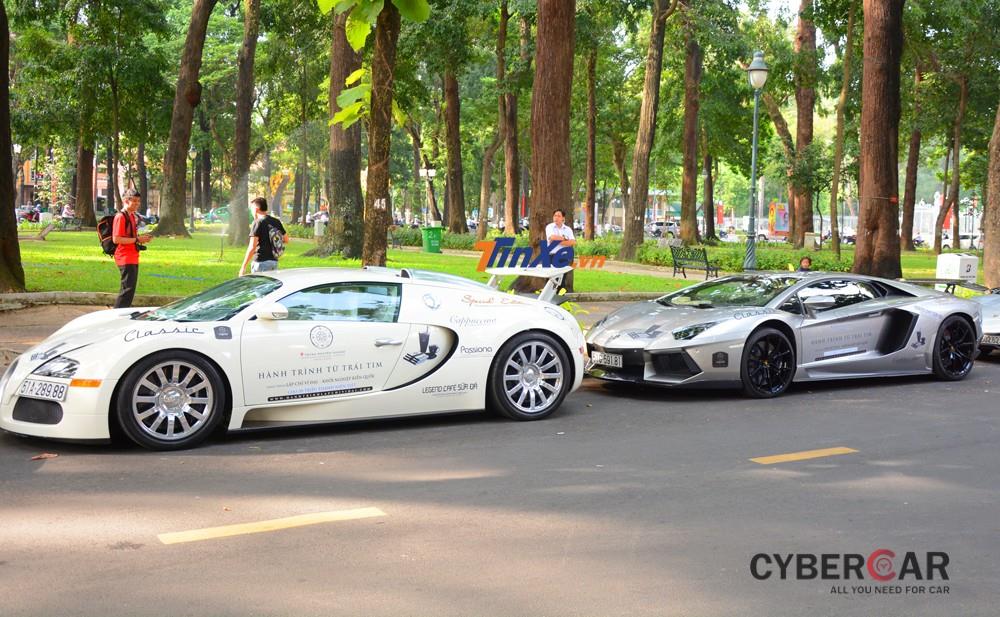 Lamborghini Aventador LP700-4 độ body kit DMC và Bugatti Veyron được ông Đặng Lê Nguyên Vũ mua trong năm nay.
