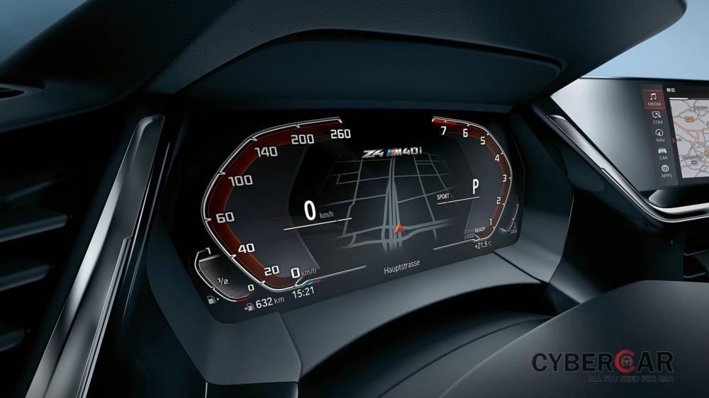 Bảng đồng hồ kỹ thuật số phía sau vô lăng của BMW Z4 2019