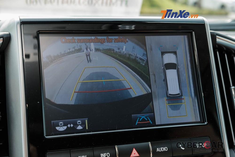 Màn hình hiển thị camera 360 độ cùng vạch chỉ dẫn đánh lái rõ ràng, sắc nét