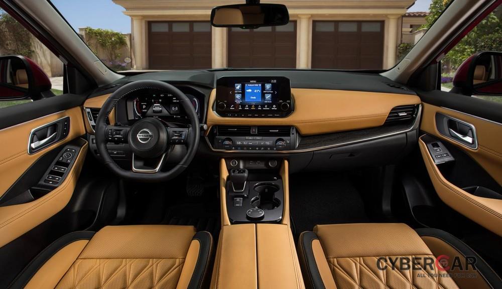 Nội thất bọc da màu nâu vàng của Nissan X-Trail 2021 bản cao cấp nhất