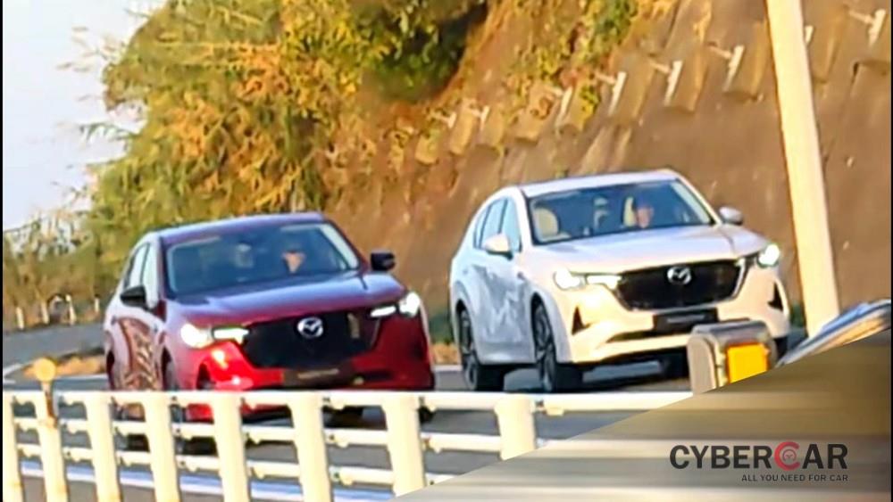Mazda CX-60 2022 bị bắt gặp trên đường phố trong quá trình quay video quảng cáo