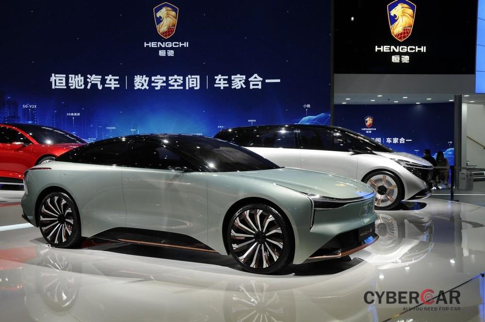 Gian hàng của thương hiệu Hengchi thuộc Evergrande ở Triển lãm Ô tô Thượng Hải 2021