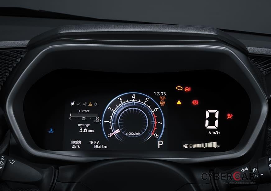 Bảng đồng hồ với màn hình đa thông tin 7 inch của Toyota Raize 2021