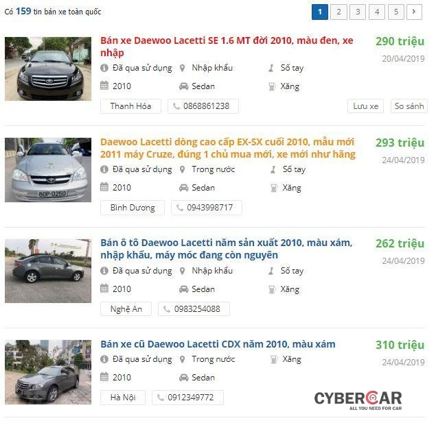 Thông tin rao bán xe Daewoo Lacetti 2010 trên Oto.com.vn...