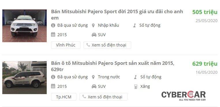 Giá bán Mitsubishi Pajero Sport 2015.
