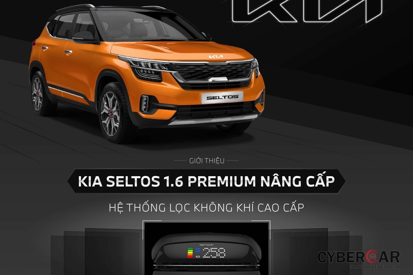 Hệ thống lọc không khí trên xe Kia Seltos 1.6 Premium được điều khiển thông qua màn hình giải trí đa phương tiện.