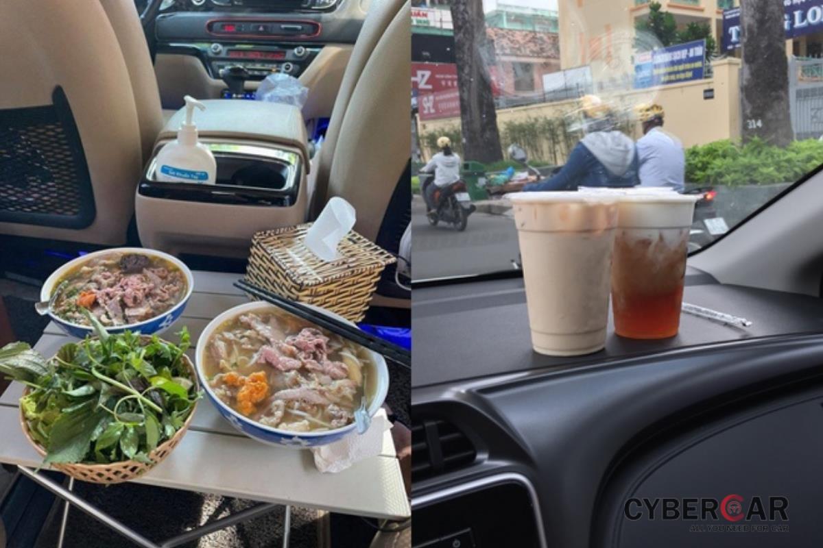 ăn uống trong xe